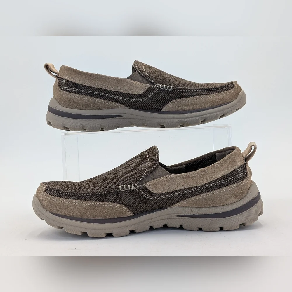 Skechers Pollard Wilfred Men Sz 9 Slip-Ins Memory Foam Mesh Upper Brown Loafers